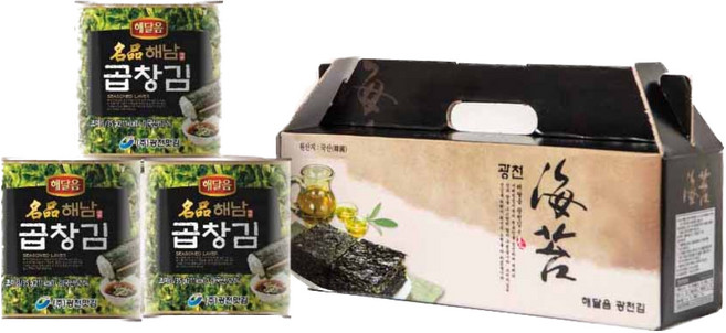 해달음 명품 해남 곱창김 캔 3개입 선물세트, 1세트