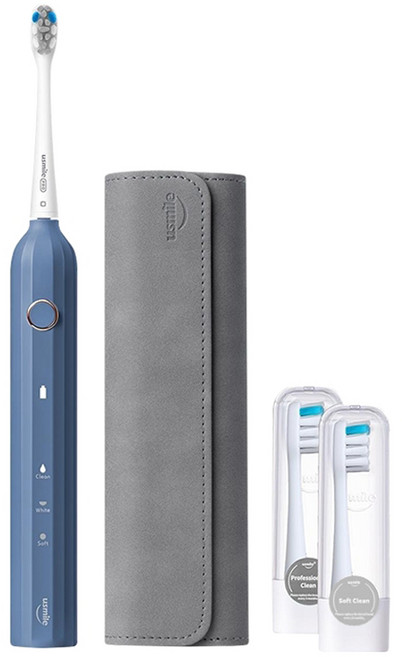 유스마일 압력센서 3단 음파 전동칫솔 + 리필 모 2p + 케이스 세트, Y1S(네이비 블루)
