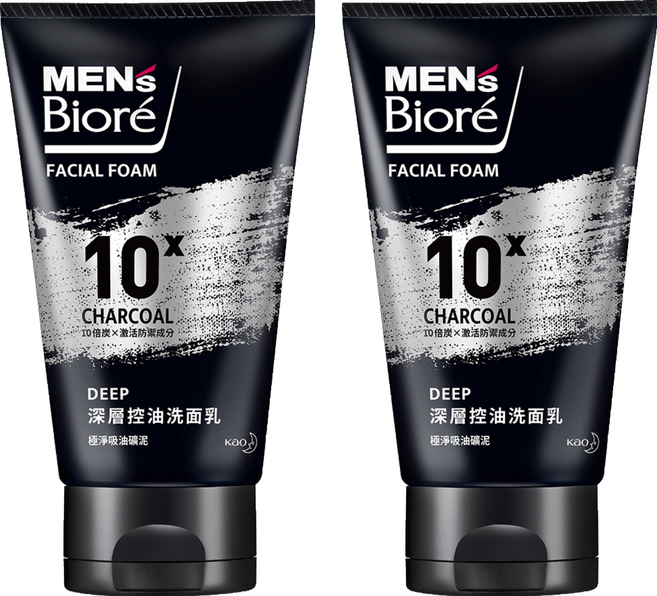 MEN's Biore 深層控油洗面乳 10倍炭 x 激油溶解成分, 100g, 2條