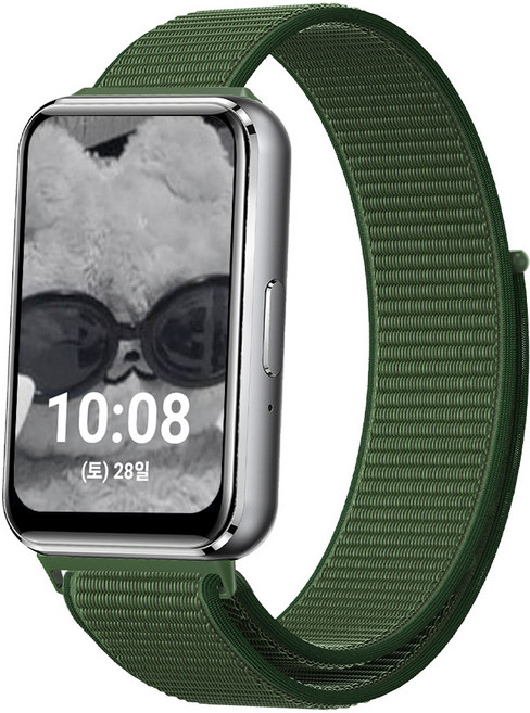 누아트 갤럭시핏3 나일론 스포츠루프 스트랩, 그린, 1개