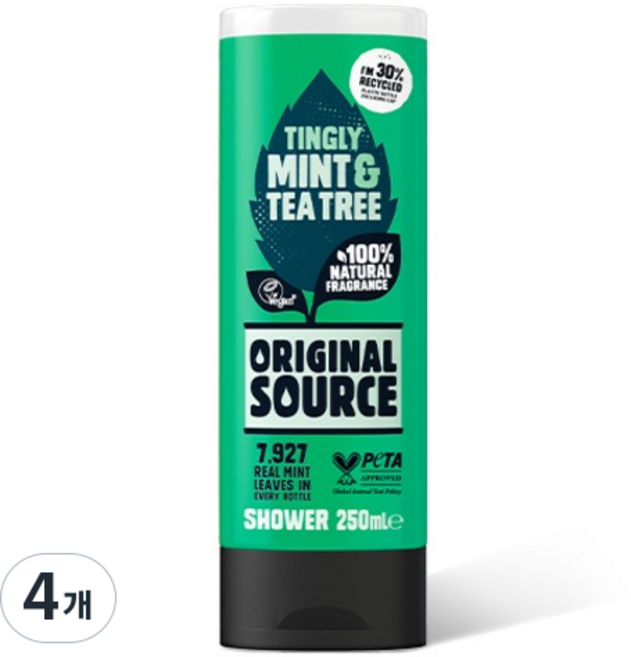오리지널소스 샤워젤 민트 티트리, 4개, 250ml