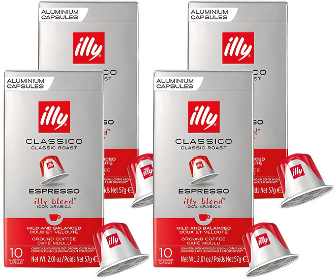 일리 네스프레소 클래식 로스트 에스프레소 그라운드 캡슐커피, 5.7g, 10개입, 4개