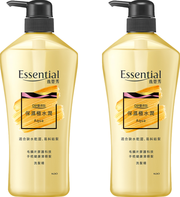 Essential 逸萱秀 保濕極水潤洗髮精 清爽配方 輕盈不扁塌 添加保濕成分 深層滋潤髮絲, 700ml, 2瓶