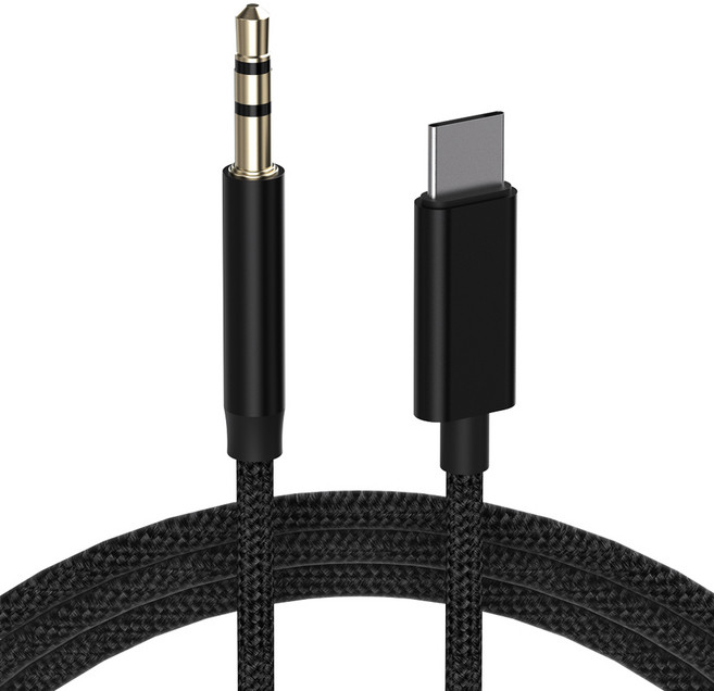 누아트 C타입 to 3.5mm AUX 오디오 변환 케이블 젠더, 블랙, 1개
