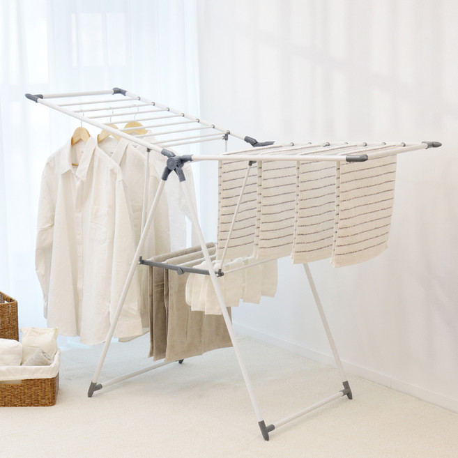 코멧 튼튼한 분체스틸 2단 건조대, 화이트 + 그레이