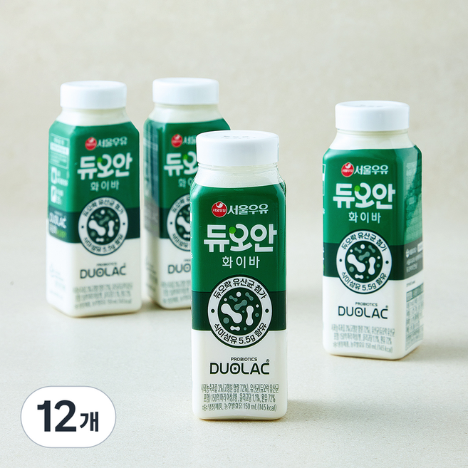 서울우유 듀오안 화이바, 12개, 1개입, 150ml