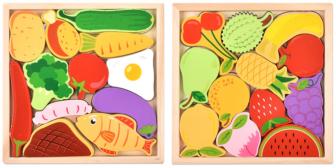 발란스 원목퍼즐세트 푸드 + 과일, 1세트, 24피스