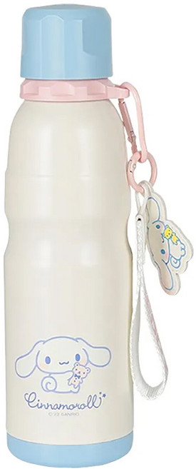 BEDDYBEAR 杯具熊 運動保溫水壺, 大耳狗 米白色 + 藍色, 600ml, 1個