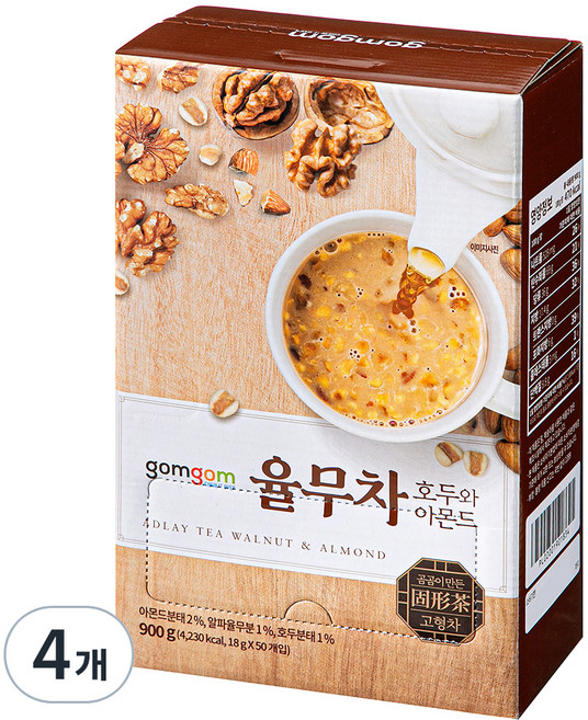 곰곰 율무차 호두와 아몬드, 18g, 50개입, 4개