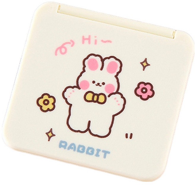 모리의집 미니 화장거울 손거울, 리본 토끼, 1개