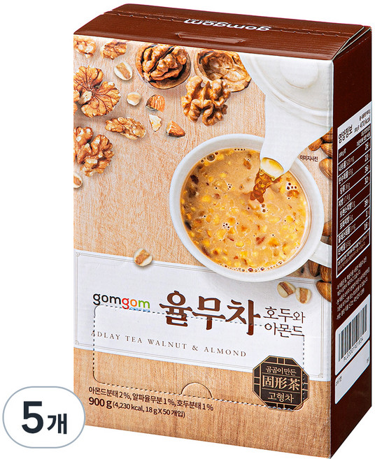 곰곰 율무차 호두와 아몬드, 18g, 50개입, 5개