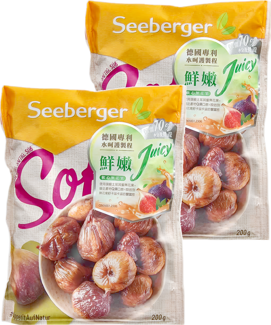 德國 Seeberger 軟無花果乾 德國原裝進口 天然日曬 無添加色素香料防腐劑, 200g, 2包