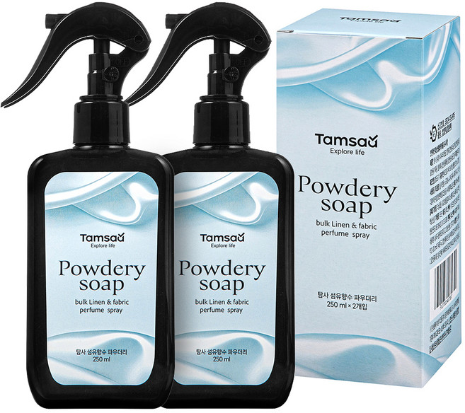 탐사 대용량 섬유향수 스프레이 타입 탈취제 룸 스프레이, 2개, 250ml, 깨끗한 비누향