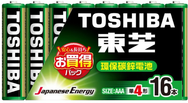TOSHIBA 東芝 台灣公司貨 環保電池 碳鋅4號, 16個, 1組