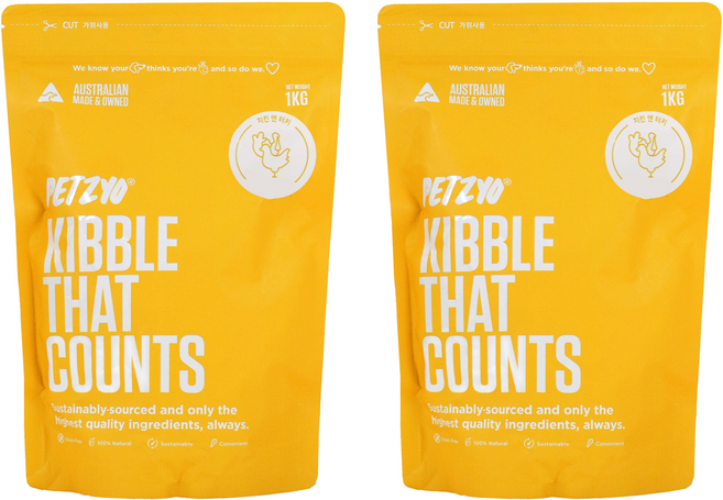 펫죠 전연령 강아지 청정호주 키블댓카운트 건식사료, 닭, 1kg, 2개