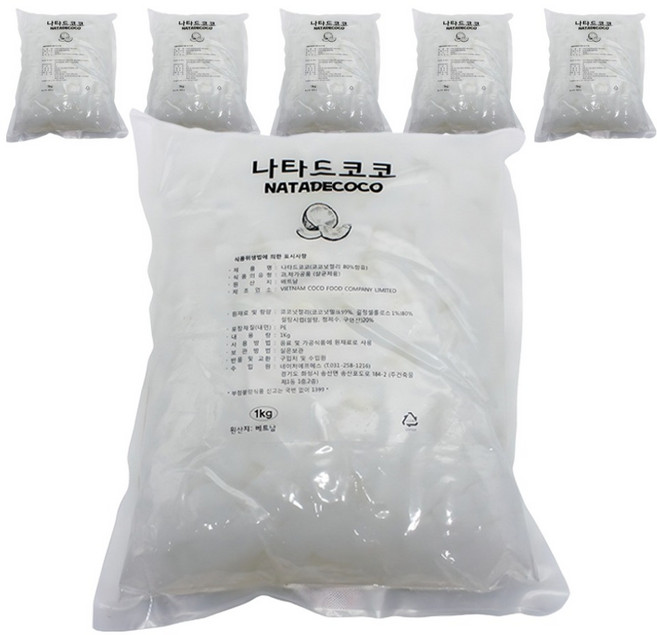 코코넛젤리 8mm 음료용, 1kg, 6개