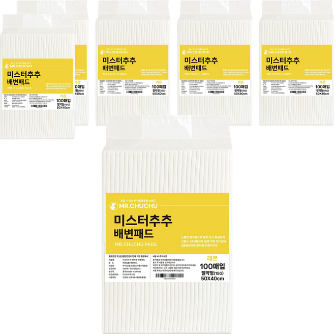 미스터추추 강아지 배변패드 레몬향 15g, 100개입, 6개