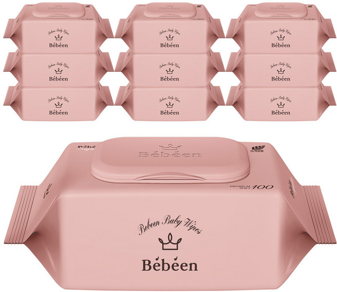 Bebeen 시그니처 유아물티슈 캡형, 50g, 100매, 10개