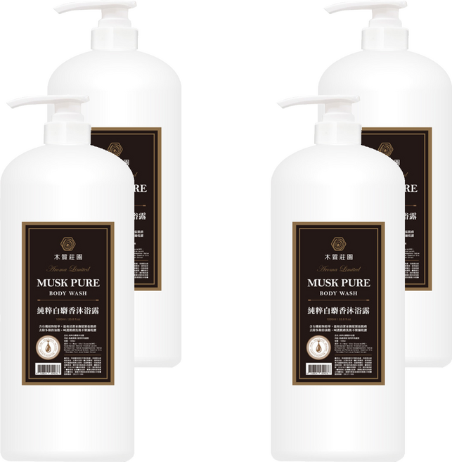 木質莊園 沐浴露 白麝香, 1L, 4瓶