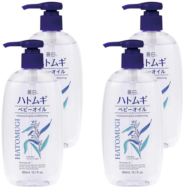 KUMANO 熊野油脂 麗白 油脂薏仁嬰兒油 適用嬰兒孩童, 300ml, 4罐