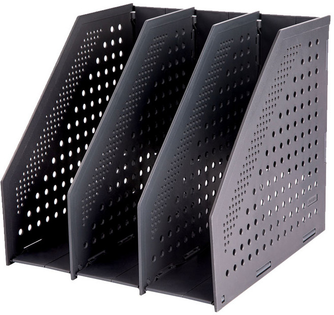 델리 3단 폴딩식 데스크 파일 꽂이, 블랙, 1개