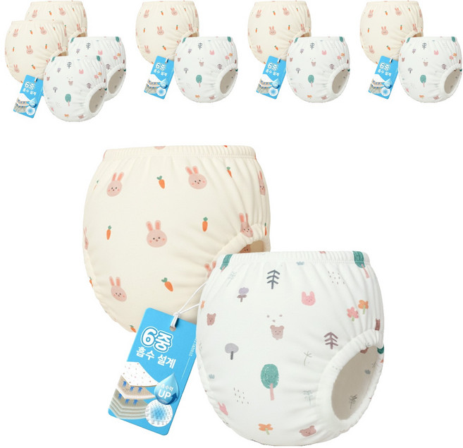 아띠래빗 유아용 순면 6중 배변훈련팬티, 12개, 토끼, 숲