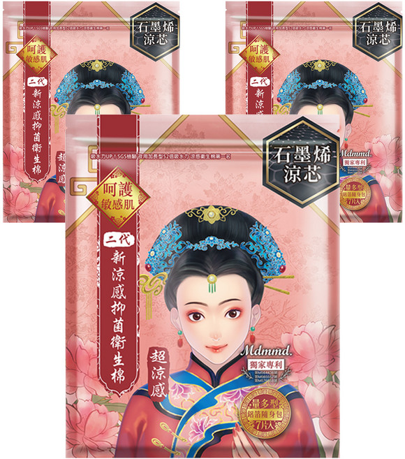 Mdmmd. 明洞國際 後宮二代系列 石墨烯超涼感抑菌衛生棉, 量多型(28cm), 7片, 3包