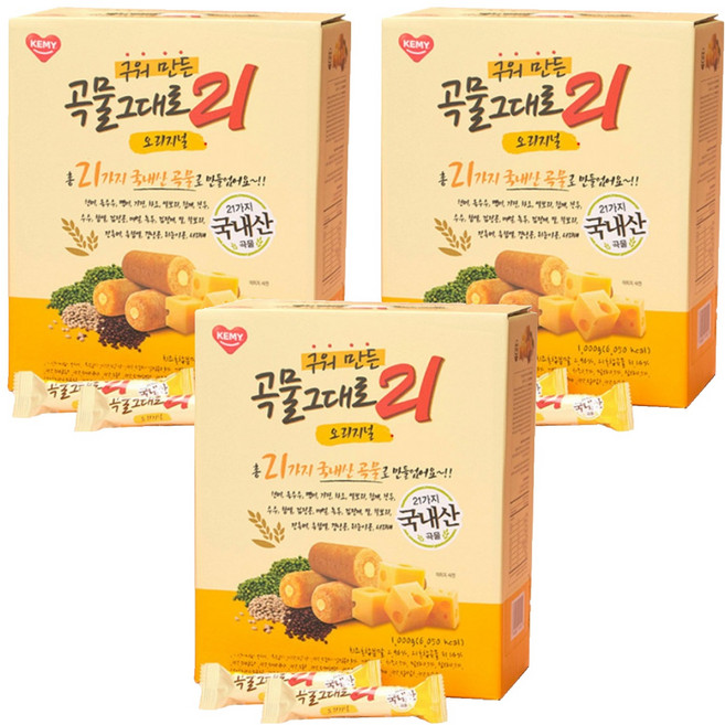 Gokmulgeudaero21 21種穀物夾心捲 經典原味, 1kg, 3盒