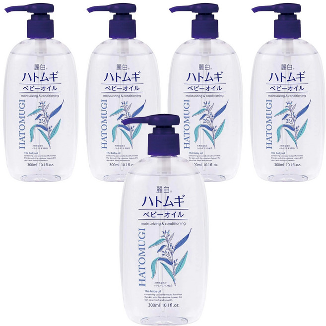 KUMANO 熊野油脂 麗白 油脂薏仁嬰兒油 適用嬰兒孩童, 300ml, 5罐