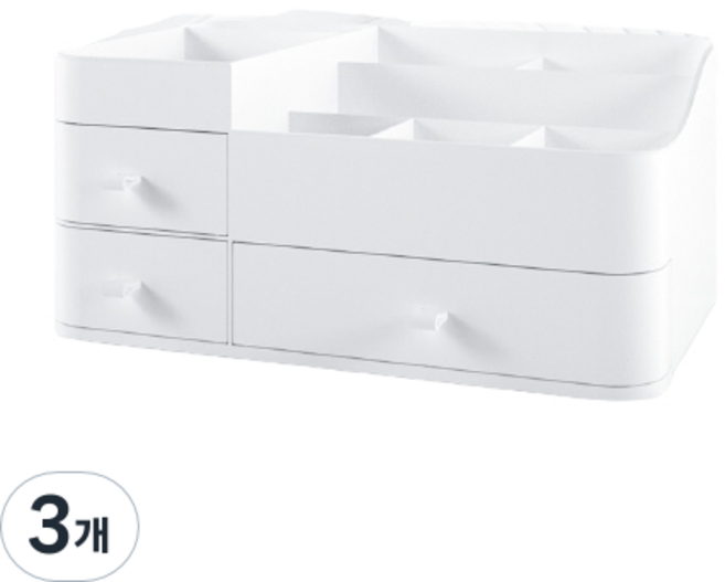 골드팡 심플 디자인 서랍형 화장품 정리함, 화이트, 3개