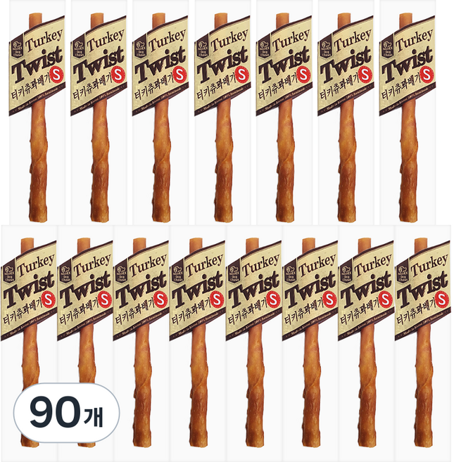 네츄럴이엑스 강아지 꽈배기S 간식, 터키츄꽈배기, 7g, 90개
