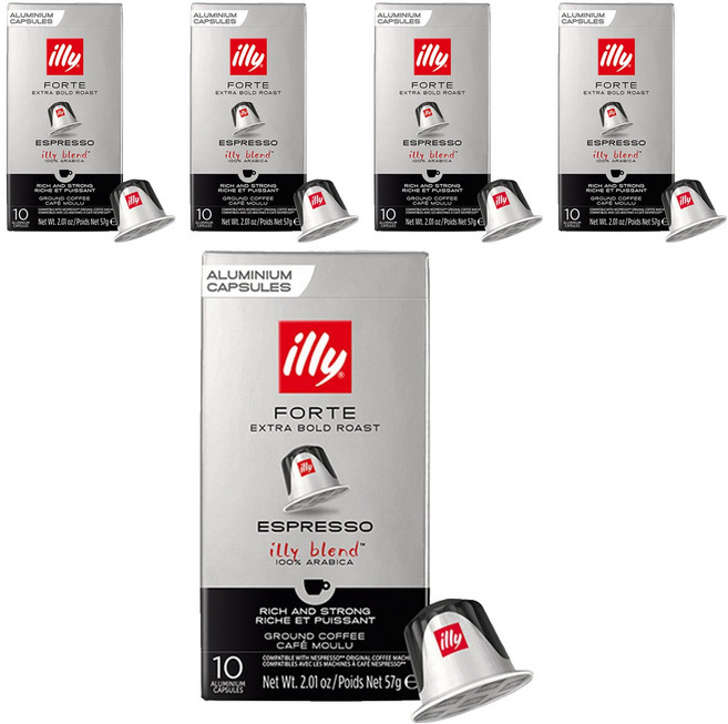 일리 엑스트라 볼드 로스트 에스프레소 그라운드 네스프레소 호환 캡슐커피, 5.7g, 10개입, 5개