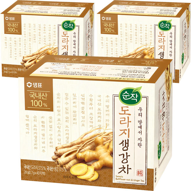 순작 도라지 생강차 티백, 700mg, 40개입, 3개