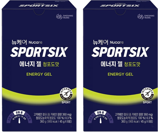 뉴케어스포식스 정품 에너지 젤 청포도맛, 360g, 2개