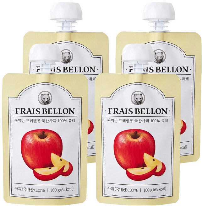 프레벨롱 짜먹는 국산 과일퓨레, 사과, 100g, 4개