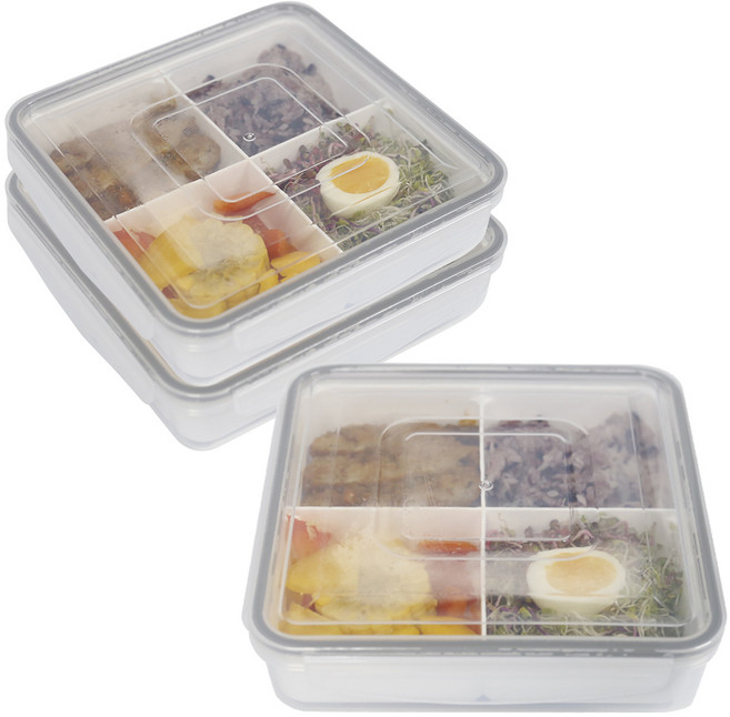 제오닉 나눔 찬통 정사각 4칸, 3개, 1.3L