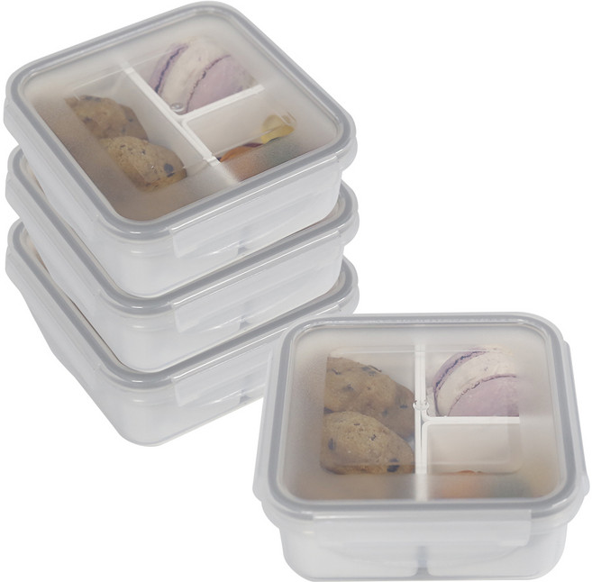 제오닉 나눔 찬통 정사각 3칸 570ml, 4개, 단품