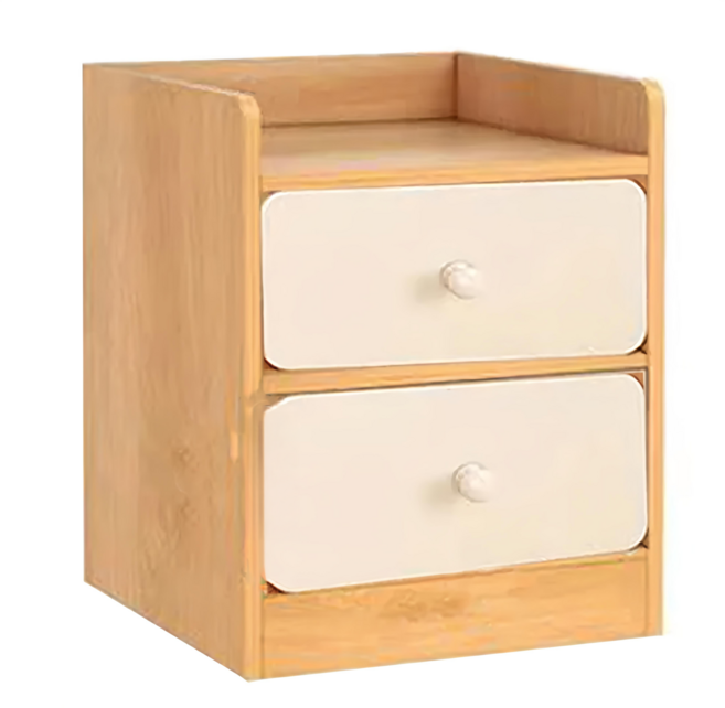 E家工廠 雙抽床頭櫃, 賽杉木 + 白色, 1個