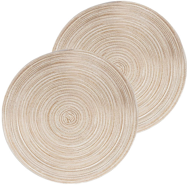 AHOYE 大張棉麻餐墊織隔熱墊/鍋墊/防燙墊/餐墊/桌墊2件組 30 x 30cm, 1組, 米色