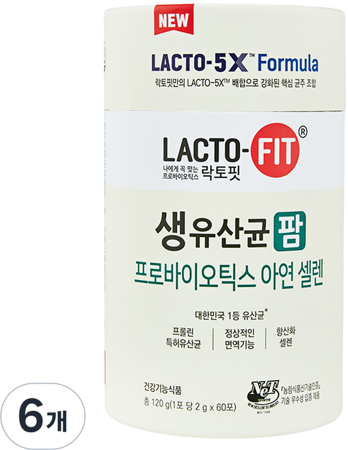 Chong Kun Dang 鍾根堂 LACTO-FIT 腸道乳酸菌 LACTO-FIT 活性乳酸菌 腸道益生菌 60p, 120g, 6個