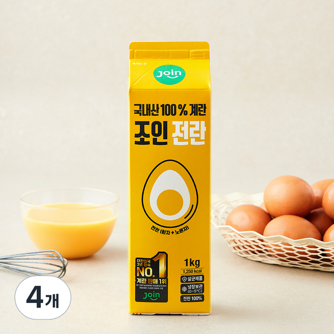 조인 국내산 100% 계란 살균 전란액 1kg, 4개