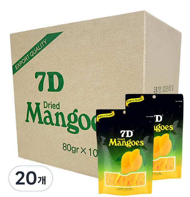 세븐디 건조망고, 80g, 20개