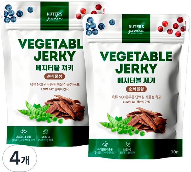 누터스가든 강아지 베지터블 져키간식, 완두, 90g, 4개