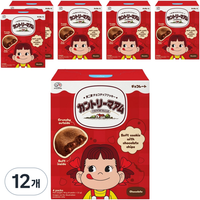 FUJIYA 不二家 鄉村媽媽巧克力脆片餅乾, 44g, 12個