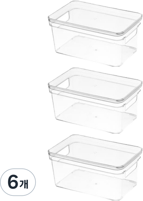 다용도 플라스틱 수납 정리 리빙박스, 투명, 6개