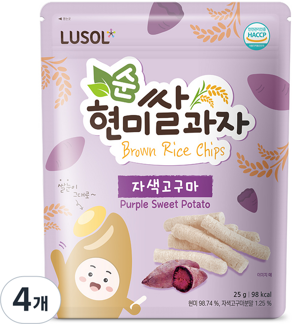 루솔 순 현미쌀과자 자색고구마, 25g, 4개, 자색고구마 맛
