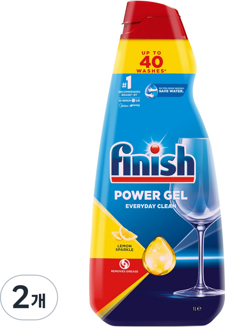 피니시 젤 레몬 세제, 1L, 2개
