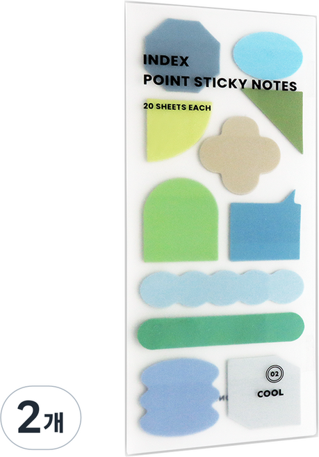 아이코닉 인덱스 포인트 점착 메모지 02 Cool, 2개, 20개입