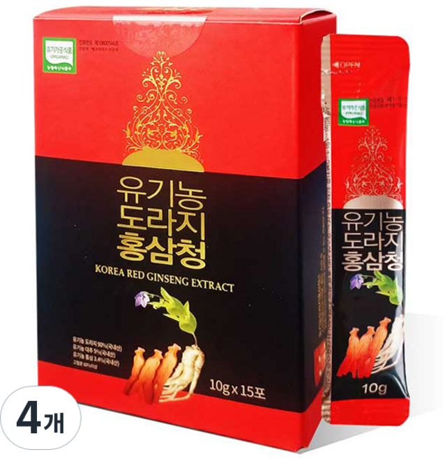 네추럴참푸드 유기농 도라지 홍삼청 15p, 150g, 4개