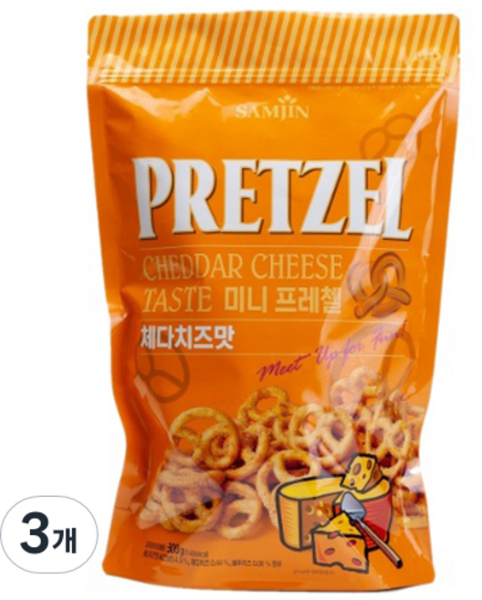 미니 프레첼 체다치즈맛, 300g, 3개